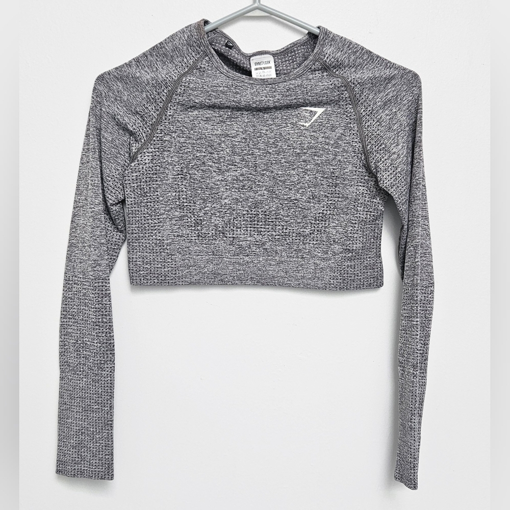 Gymshark Vital Seamless 2.0 Cropped Top Sz L Gray/ blueish